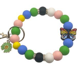 Butterfly Bloom Silicone Wristlet Keychain